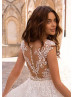 Ivory Lace Sheer Back Wedding Dress With Detachable Train Ivory Lace Sheer Back Wedding Dress With Detachable Train